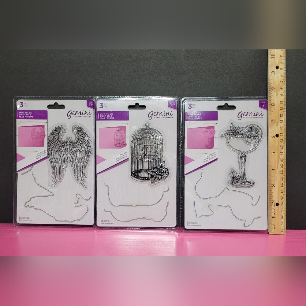 Crafter's Companion Gemini Edge Stamp And Die Sets. Set Of 3.